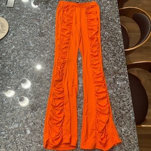 Orange fit and flare pants
